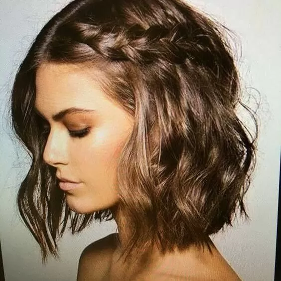 Short Messy Lob with Dutch Braid