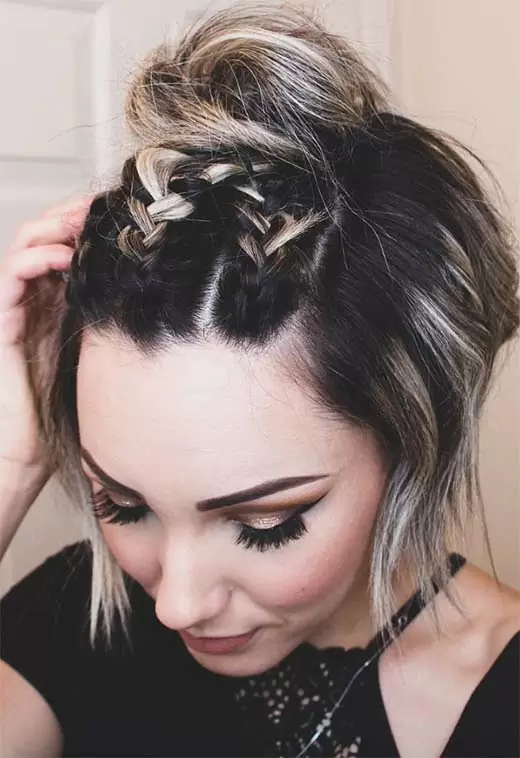 Mini Dutch Braids and Top Knot