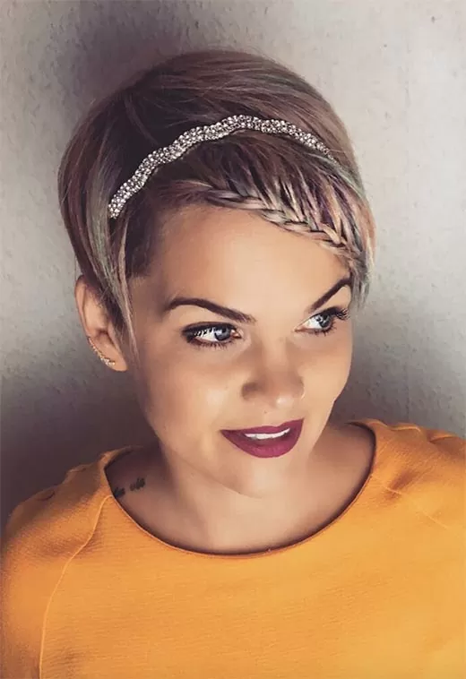 Pixie Hairstyle with Braided Bangs