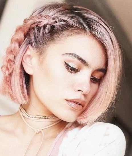 Pink Bob with Dutch Braid