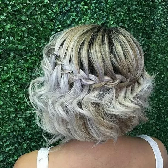 Platinum Bob with Waterfall Braid