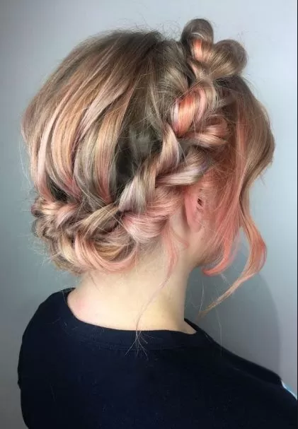 Blonde and Peach Balayage with Braids