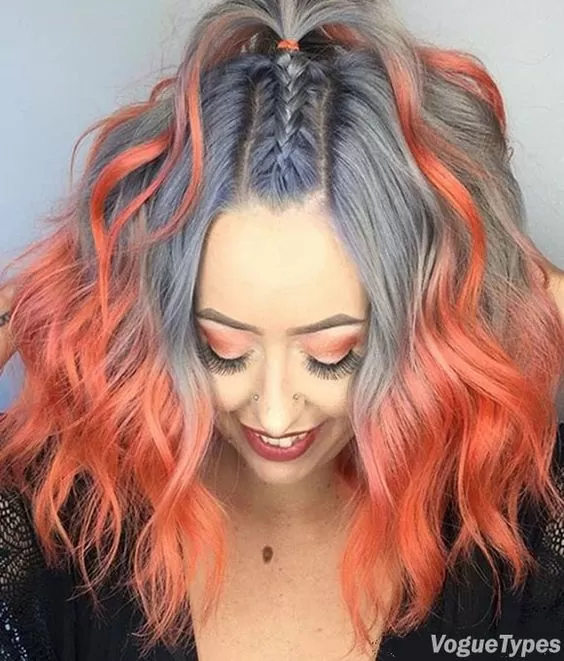 Silver and Grey to Peah Ombre