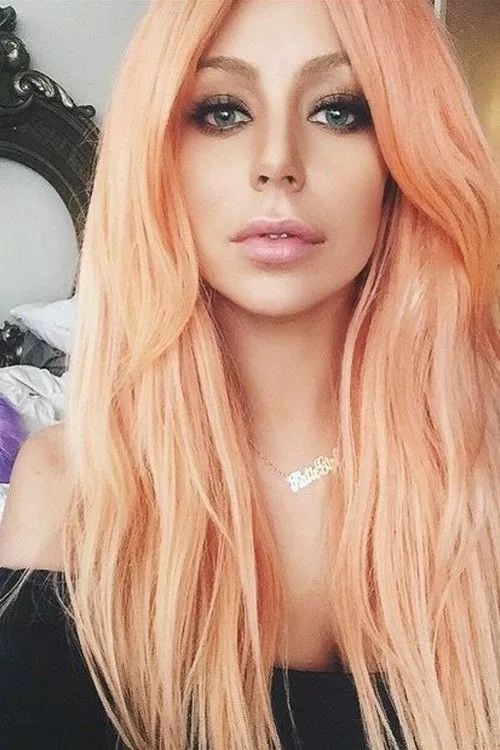 Effortless, Long Pastel Peach Hair