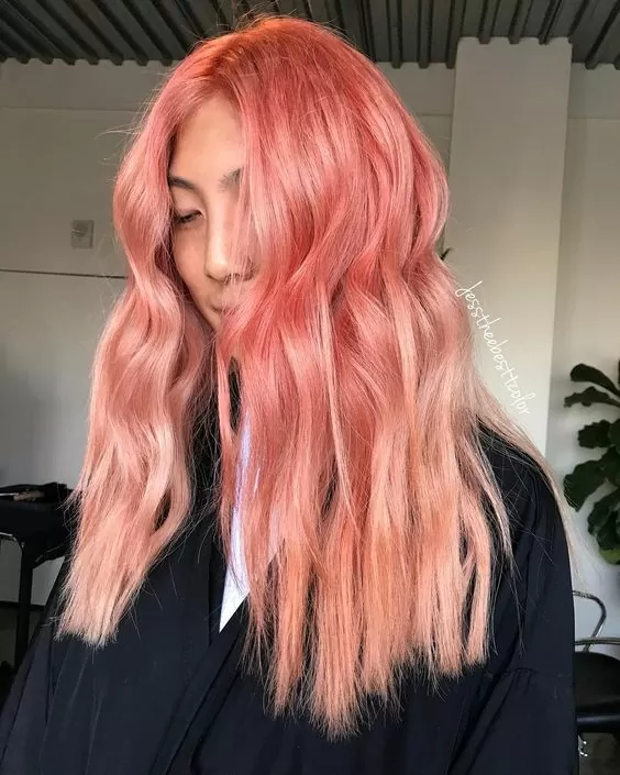 Long Peach Ombre with Waves