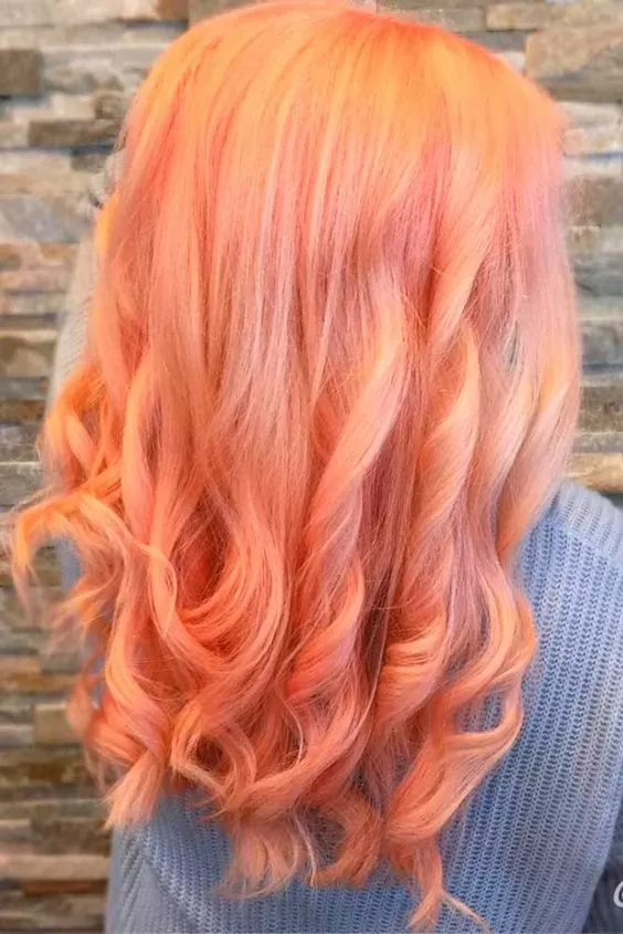 Long Pastel Peach Hair in Ringlets