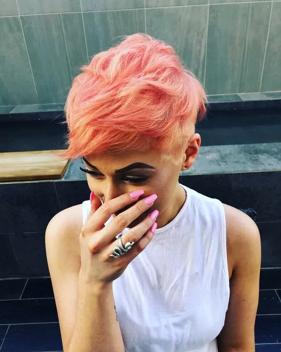 Peach Pixie Hair with Blonde Undercut