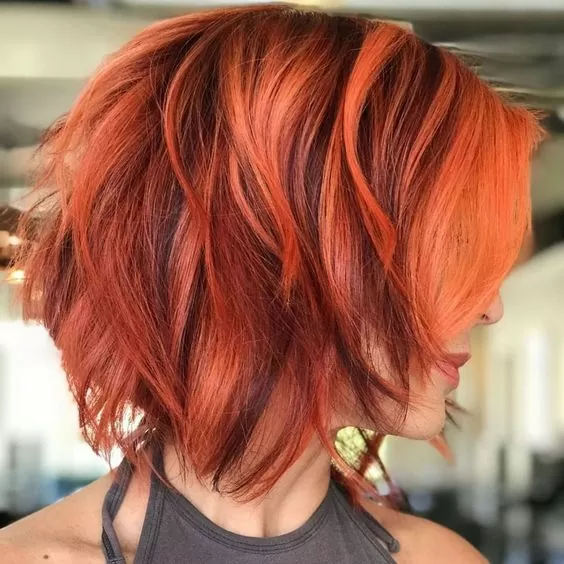 Flame Coloured Messy Bob