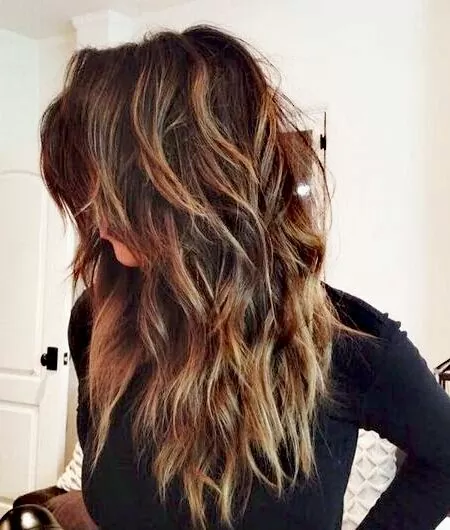 Long, Layered Cut with Tortoiseshell Highlights