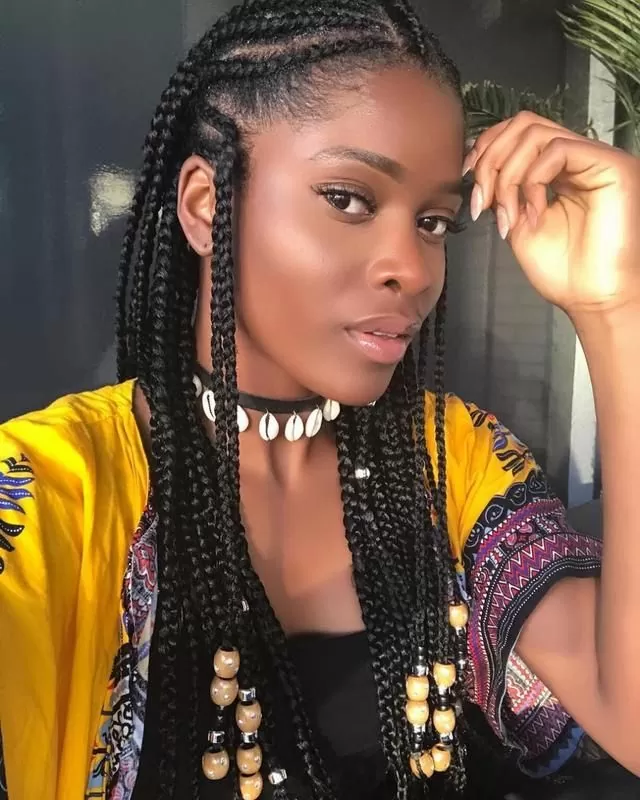 mid back length african braid