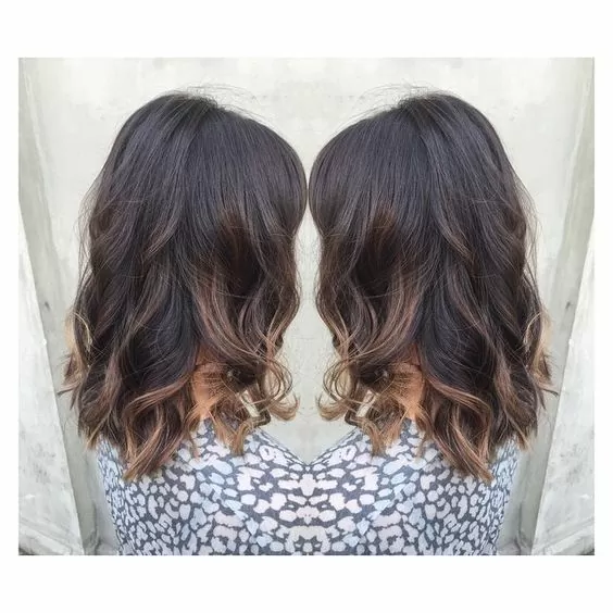 Wavy Lob with Tortoiseshell Ombre