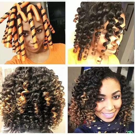 ombre Flexi Rod Set on Natural B Hair
