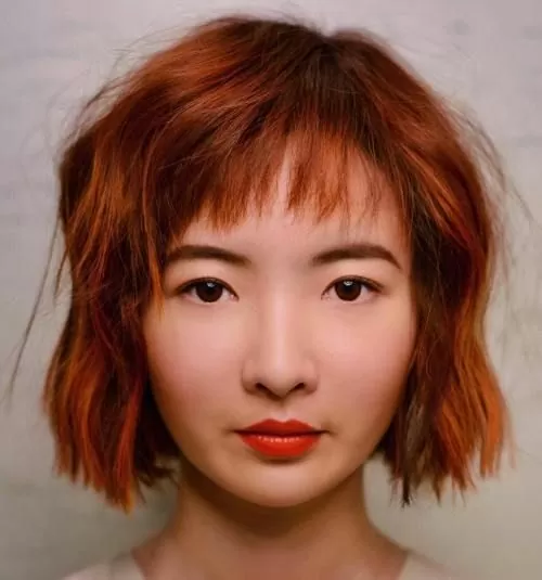 Blunt Auburn Bob with Blunt Bangs