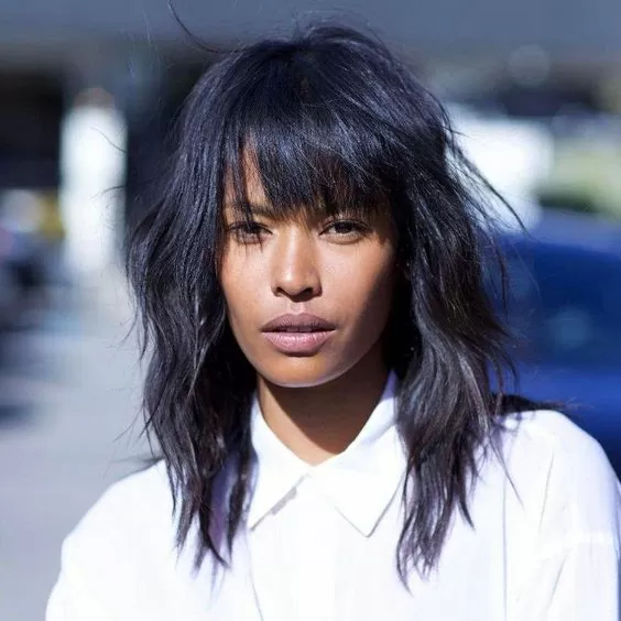 Long Shaggy Cut with Bangs