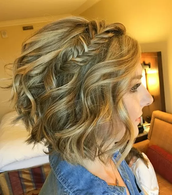 fishtail braid messy bob