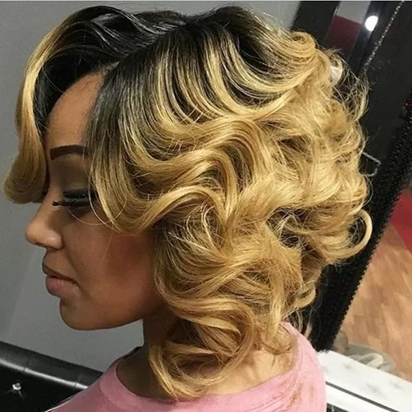 Blond tight waves bob