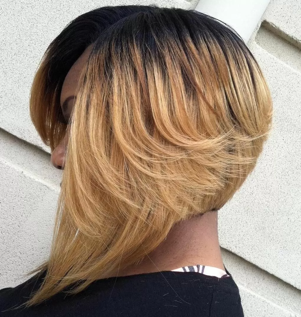 Blonde axis sew in bob