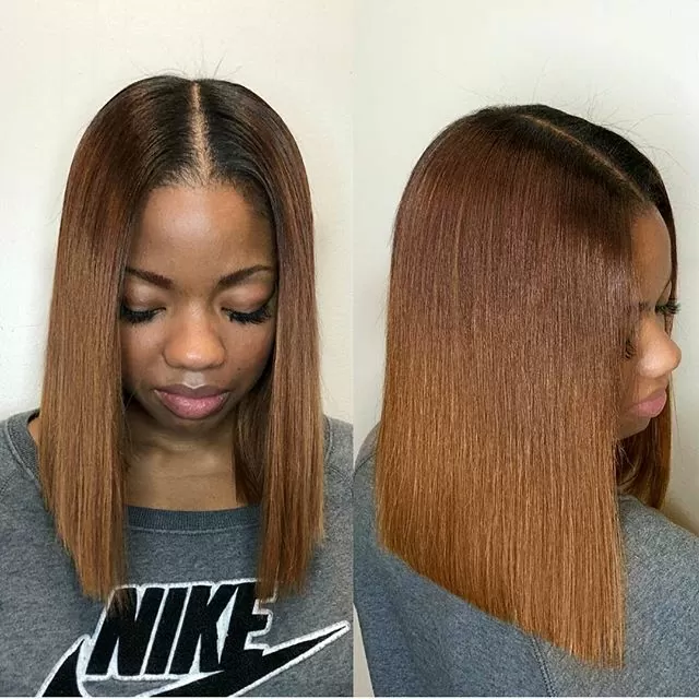 Brown sugar caramel sew in bob