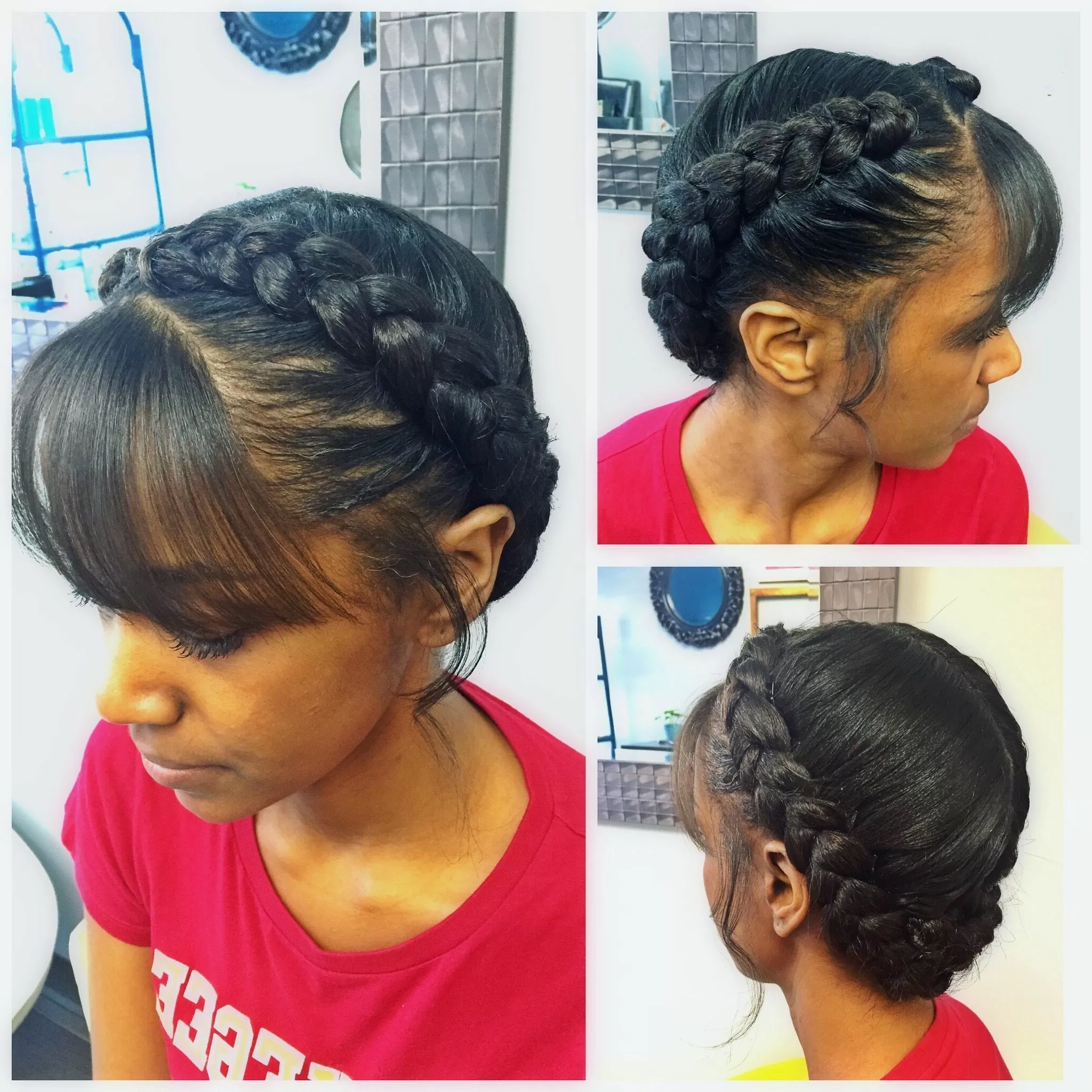 Goddess braid with bangs