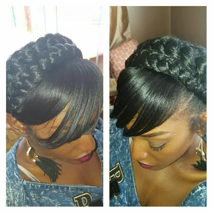 Goddess braid with weave
