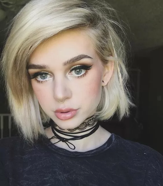 Platinum Blonde Bob for Hazel Eyes