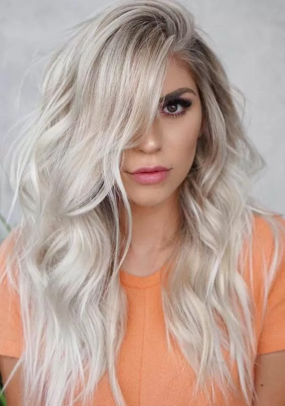 Gorgeous Long Relaxed Icy Blonde Waves