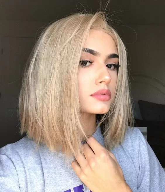 Platinum Blonde Bob with Honey Tips
