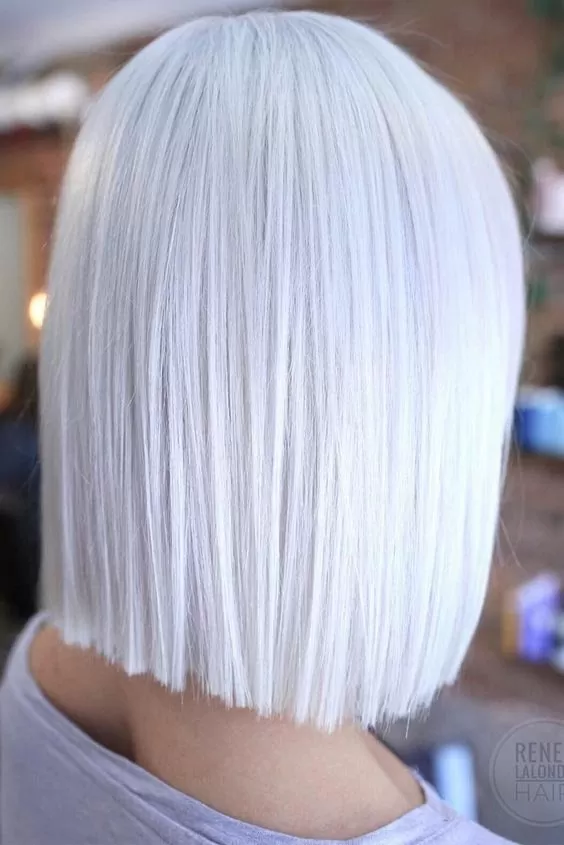 Sleek White Blonde Bob