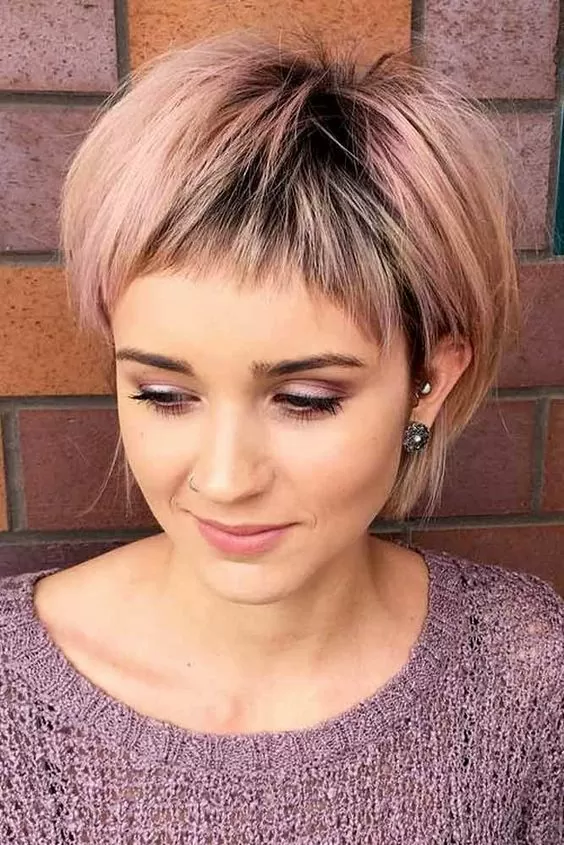 Blush Pink Pageboy with Cropped Bangs
