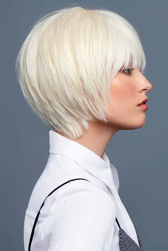 Icy Blonde Contemporary Pageboy Cut
