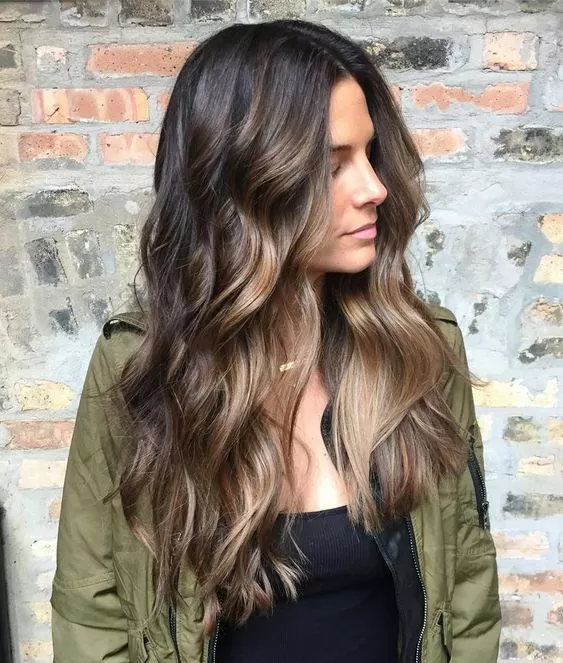 Dark Chocolate Hair with Face-Framing Caramel Highlights