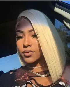 Platinum blonde sew in bob