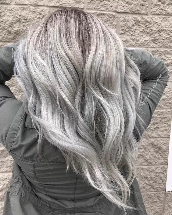 Silvery Ice Blonde Balayage Hair