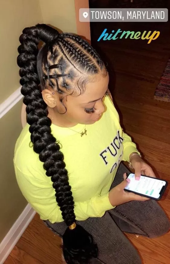 Corset Feed In Chunky Ponytail Braided Weave