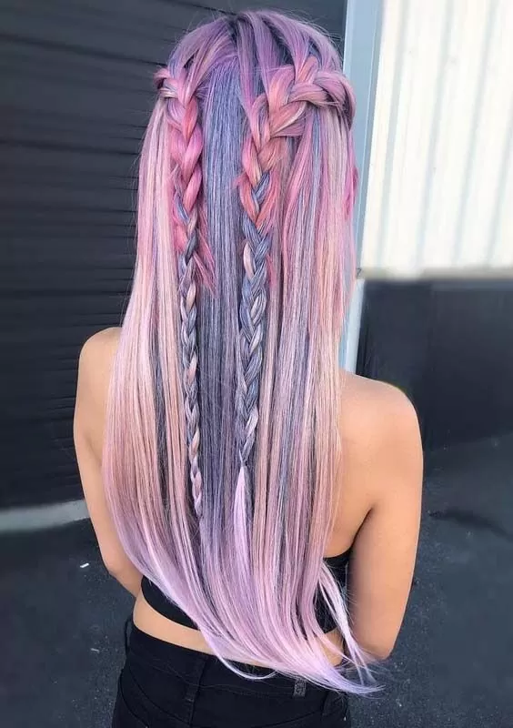 pastel hair braids