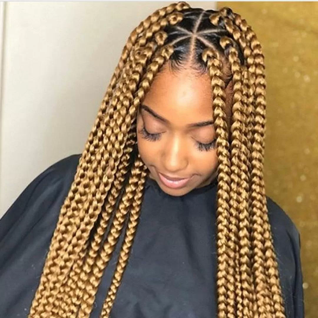 Blonde Large Triangle box braids