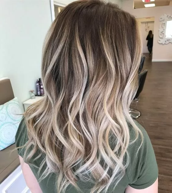Ash Brown Hair with Platinum Balayage