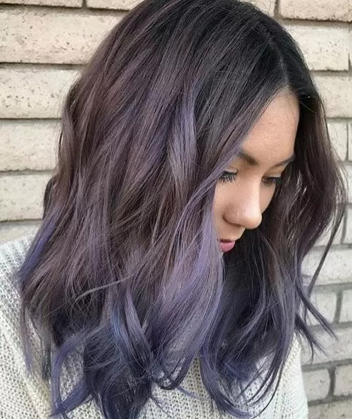 Deep Purple Balayage in Dark Brown Hair