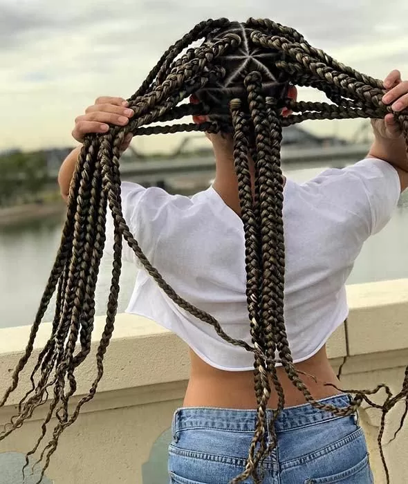 Extra large triangle box braids