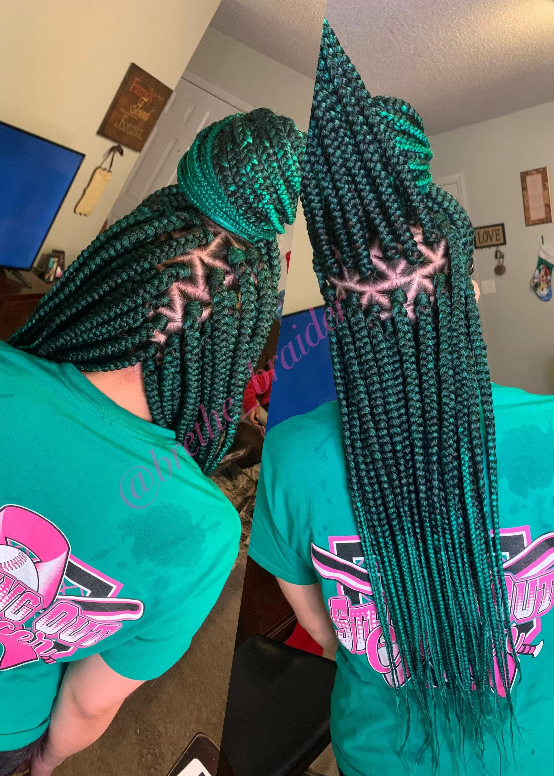 Green latern triangle box braids