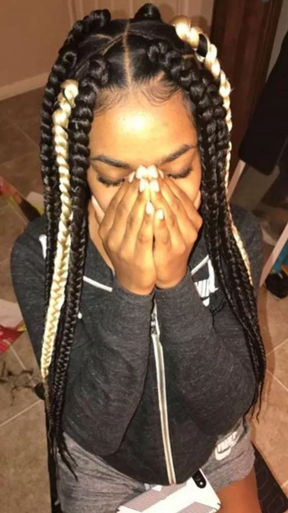 Jumbo checkered triangle box braid