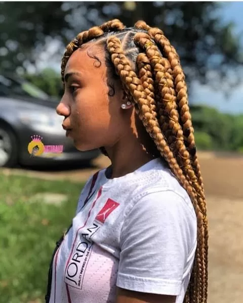 Jumbo triagle box braids with baby hair