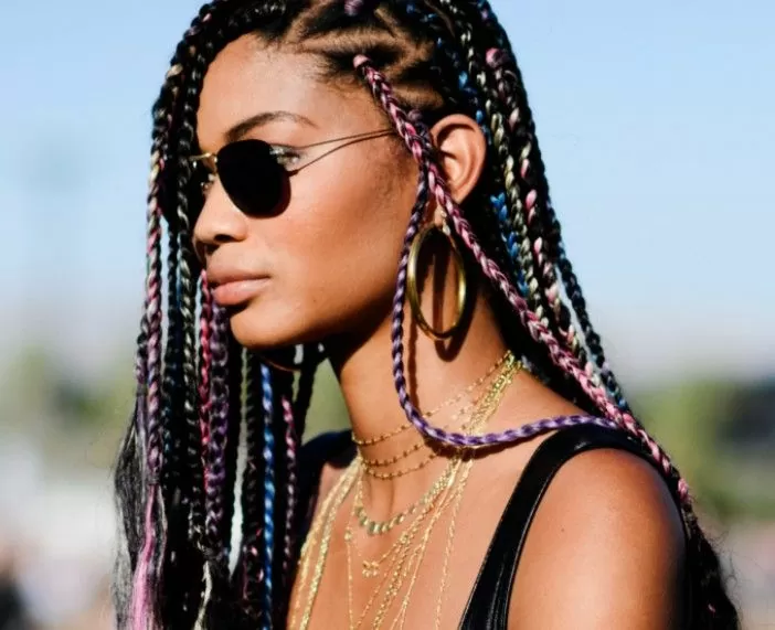 Rainbow triangle box braids