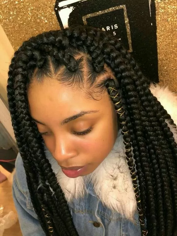 Threaded triangle box braids