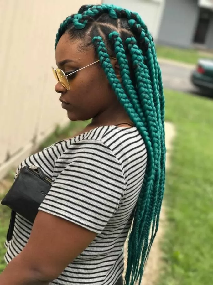 Turquoise Triangle box braid