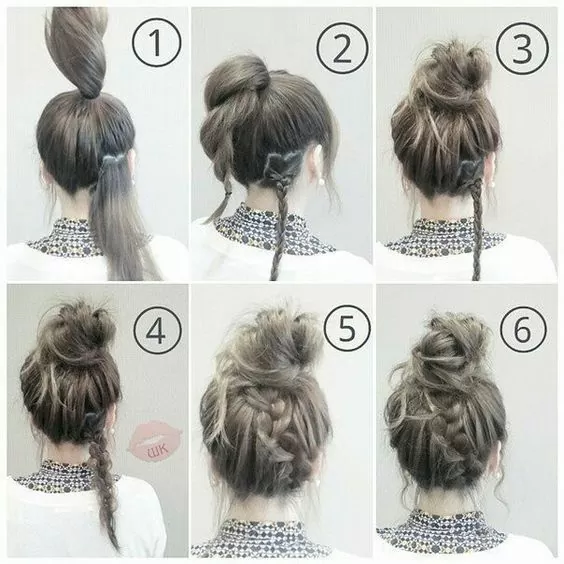 easy rope twist bun with braid