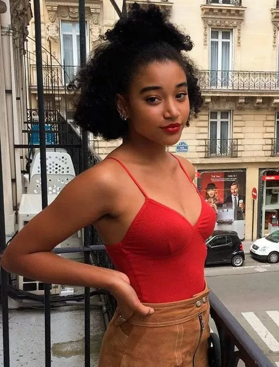 kinky curly bob half top knot