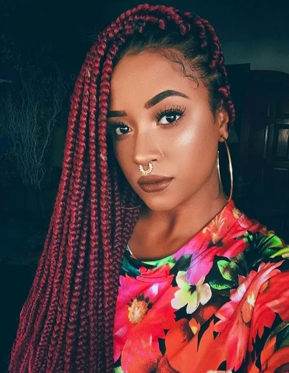 40 Red Box Braids Styles for Every Occassion