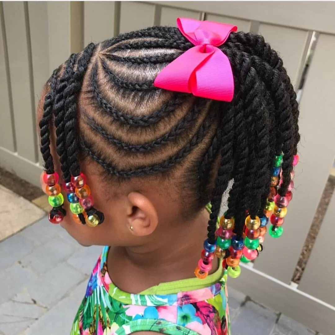 Beads and box cornrow ponytail