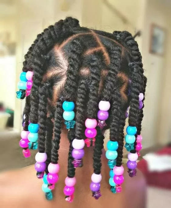 Jumbo twists with beads for girls